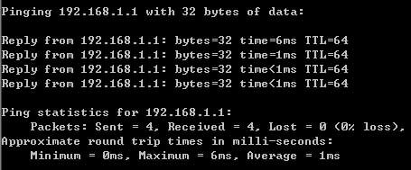 Ping 192.168.1.1屏幕顯示